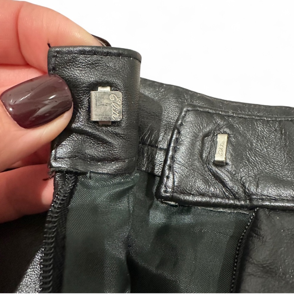 Apostrophe Black Genuine Leather Skirt Pencil Skirt Zip Closure size 8 - Picture 3 of 6